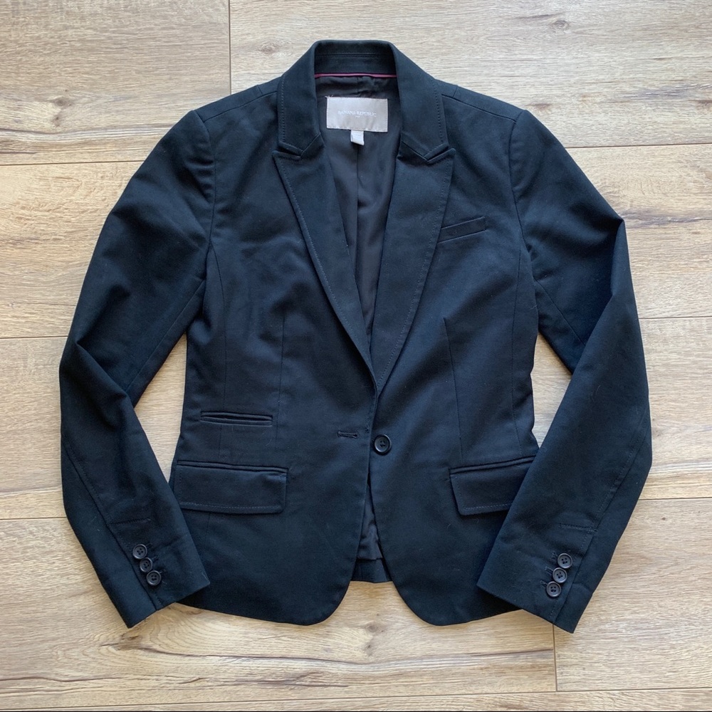 Banana Republic Fitted Suit Jacket Blazer Black